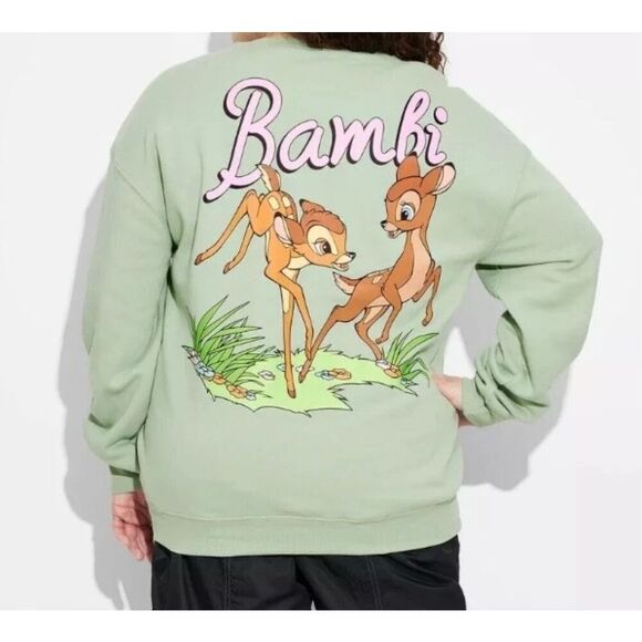 Bambi Disney Junior's Printed Sweat Shirt size XL~Green/yellow/brown - Picture 2 of 5